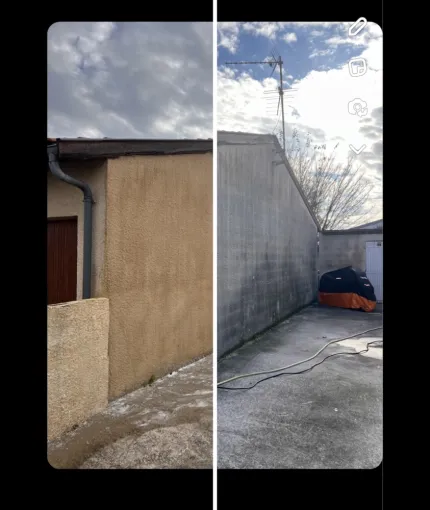 Avant après d’une façade remplie de champignons et de pollution